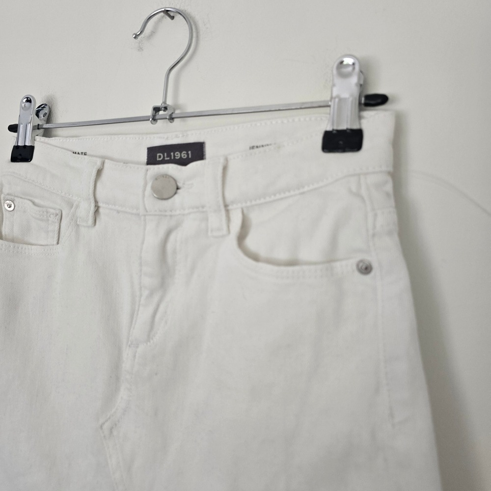 DL1961 Jenny Mini Skirt Girls 10 White Denim Frayed Raw Hem - Picture 2 of 5